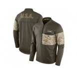 Men Minnesota Vikings Nike Olive Salute to Service Sideline Hybrid Half-Zip Pullover Jacket