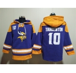 Men's Minnesota Vikings #10 Fran Tarkenton Purple Yellow Ageless Must-Have Lace-Up Pullover Hoodie