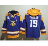 Men's Minnesota Vikings #19 Adam Thielen Purple Yellow Ageless Must-Have Lace-Up Pullover Hoodie