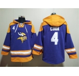 Men's Minnesota Vikings #4 Dalvin Cook Purple Yellow Ageless Must-Have Lace-Up Pullover Hoodie