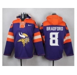 Men's Nike Minnesota Vikings #8 Sam Bradford Purple Player Pullover NFL Hoodie