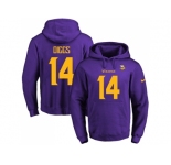 Nike Minnesota Vikings #14 Stefon Diggs Purple(Gold No.) Name & Number Pullover NFL Hoodie