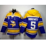 nike nfl jerseys minnesota vikings #5 bridgewater yellow-purple[pullover hooded sweatshirt][bridgewater]