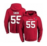 Football Men's New England Patriots #55 John Simon Red Name & Number Pullover Hoodie