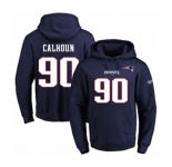 Football Men's New England Patriots #90 Shilique Calhoun Navy Blue Name & Number Pullover Hoodie
