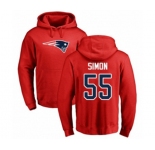 Football New England Patriots #55 John Simon Red Name & Number Logo Pullover Hoodie