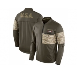 Men New England Patriots Nike Olive Salute to Service Sideline Hybrid Half-Zip Pullover Jacket