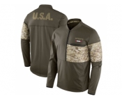 Men New England Patriots Nike Olive Salute to Service Sideline Hybrid Half-Zip Pullover Jacket