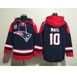 Men's New England Patriots #10 Drake Maye Navy Ageless Must-Have Lace-Up Pullover Hoodie