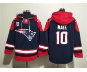 Men's New England Patriots #10 Drake Maye Navy Ageless Must-Have Lace-Up Pullover Hoodie