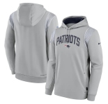 Mens New England Patriots Gray Sideline Stack Performance Pullover Hoodie