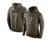 NFL Men's Nike New England Patriots #7 Jacoby Brissett Stitched Green Olive Salute To Service KO Performance Hoodie
