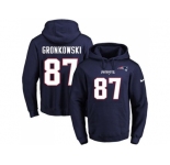 Nike New England Patriots #87 Rob Gronkowski Navy Blue Name & Number Pullover NFL Hoodie
