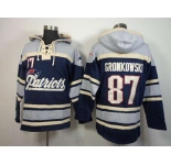 nike nfl jerseys new england patriots #87 gronkowski blue-grey[pullover hooded sweatshirt]