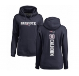 Football Women's New England Patriots #90 Shilique Calhoun Navy Blue Backer Pullover Hoodie
