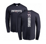 Football New England Patriots #75 Ted Karras Navy Blue Backer Long Sleeve T-Shirt