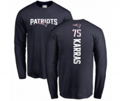 Football New England Patriots #75 Ted Karras Navy Blue Backer Long Sleeve T-Shirt