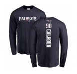 Football New England Patriots #90 Shilique Calhoun Navy Blue Backer Long Sleeve T-Shirt