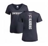 Football Women's New England Patriots #75 Ted Karras Navy Blue Backer T-Shirt