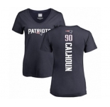 Football Women's New England Patriots #90 Shilique Calhoun Navy Blue Backer T-Shirt