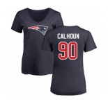 Football Women's New England Patriots #90 Shilique Calhoun Navy Blue Name & Number Logo Slim Fit T-Shirt