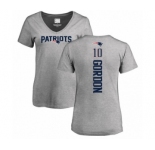 NFL Women's Nike New England Patriots #10 Josh Gordon Ash Backer V-Neck T-Shirt