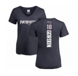 NFL Women's Nike New England Patriots #10 Josh Gordon Navy Blue Backer T-Shirt
