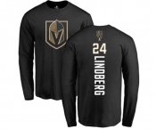 NHL Adidas Vegas Golden Knights #24 Oscar Lindberg Black Backer Long Sleeve T-Shirt