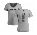 Hockey Women's Vegas Golden Knights #24 Jaycob Megna Gray Backer Slim Fit V-Neck T-Shirt
