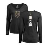 NHL Women Adidas Vegas Golden Knights #18 James Neal Black Backer Slim Fit Long Sleeve T-Shirt