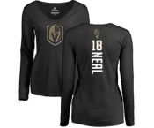 NHL Women Adidas Vegas Golden Knights #18 James Neal Black Backer Slim Fit Long Sleeve T-Shirt