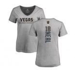 NHL Women Adidas Vegas Golden Knights #18 James Neal Gray Backer Slim Fit V-Neck T-Shirt