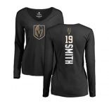 NHL Women Adidas Vegas Golden Knights #19 Reilly Smith Black Backer Slim Fit Long Sleeve T-Shirt