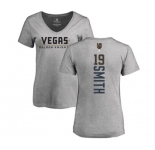NHL Women Adidas Vegas Golden Knights #19 Reilly Smith Gray Backer Slim Fit V-Neck T-Shirt