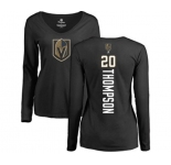 NHL Women Adidas Vegas Golden Knights #20 Paul Thompson Black Backer Slim Fit Long Sleeve T-Shirt