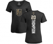 NHL Women Adidas Vegas Golden Knights #20 Paul Thompson Black Backer Slim Fit V-Neck T-Shirt