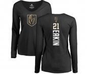 NHL Women Adidas Vegas Golden Knights #21 Cody Eakin Black Backer Slim Fit Long Sleeve T-Shirt