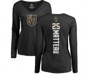 NHL Women Adidas Vegas Golden Knights #25 Stefan Matteau Black Backer Slim Fit Long Sleeve T-Shirt