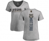 NHL Women Adidas Vegas Golden Knights #25 Stefan Matteau Gray Backer Slim Fit V-Neck T-Shirt