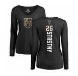 NHL Women Adidas Vegas Golden Knights #26 Paul Stastny Black Backer Slim Fit Long Sleeve T-Shirt