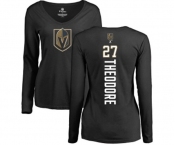 NHL Women Adidas Vegas Golden Knights #27 Shea Theodore Black Backer Slim Fit Long Sleeve T-Shirt