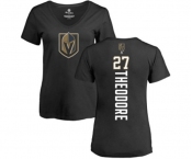 NHL Women Adidas Vegas Golden Knights #27 Shea Theodore Black Backer Slim Fit V-Neck T-Shirt