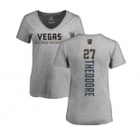 NHL Women Adidas Vegas Golden Knights #27 Shea Theodore Gray Backer Slim Fit V-Neck T-Shirt