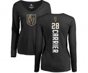 NHL Women Adidas Vegas Golden Knights #28 William Carrier Black Backer Slim Fit Long Sleeve T-Shirt