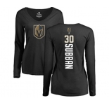 NHL Women Adidas Vegas Golden Knights #30 Malcolm Subban Black Backer Slim Fit Long Sleeve T-Shirt