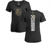 NHL Women Adidas Vegas Golden Knights #30 Malcolm Subban Black Backer Slim Fit V-Neck T-Shirt