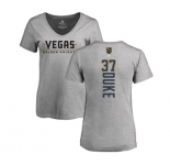 NHL Women Adidas Vegas Golden Knights #37 Reid Duke Gray Backer Slim Fit V-Neck T-Shirt