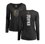 NHL Women Adidas Vegas Golden Knights #38 Tomas Hyka Black Backer Slim Fit Long Sleeve T-Shirt