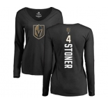 NHL Women Adidas Vegas Golden Knights #4 Clayton Stoner Black Backer Slim Fit Long Sleeve T-Shirt