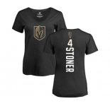 NHL Women Adidas Vegas Golden Knights #4 Clayton Stoner Black Backer Slim Fit V-Neck T-Shirt